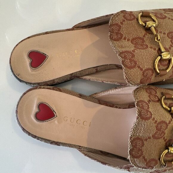 GUCCI GG Canvas Beige Mauve Gold Monogram Princetown Horsebit Slipper EU 39 / 9 - Picture 8 of 8